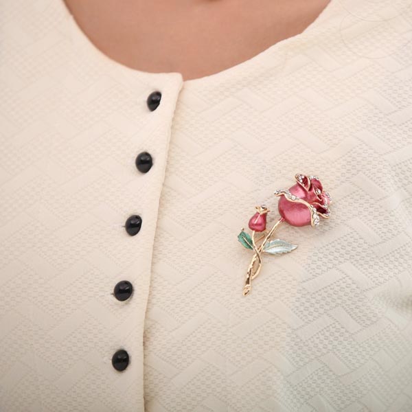 Cristal broche en strass rose fleur …