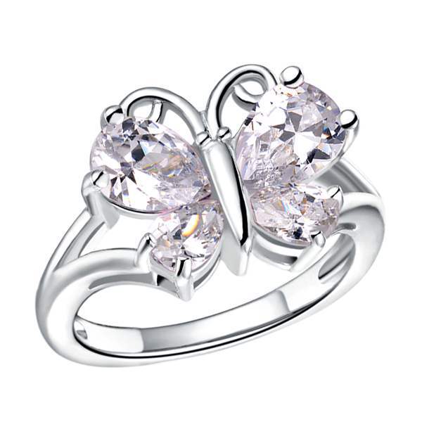 Rose papillon de cristal bague de …