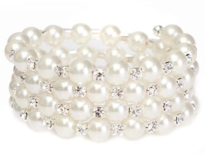 Bracelet large en strass avec perle …