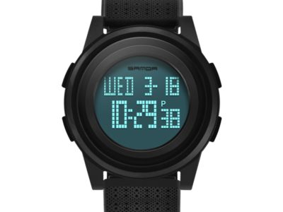 SANDA 337 Montre numérique LED PU imperméable en cuir sports Student …