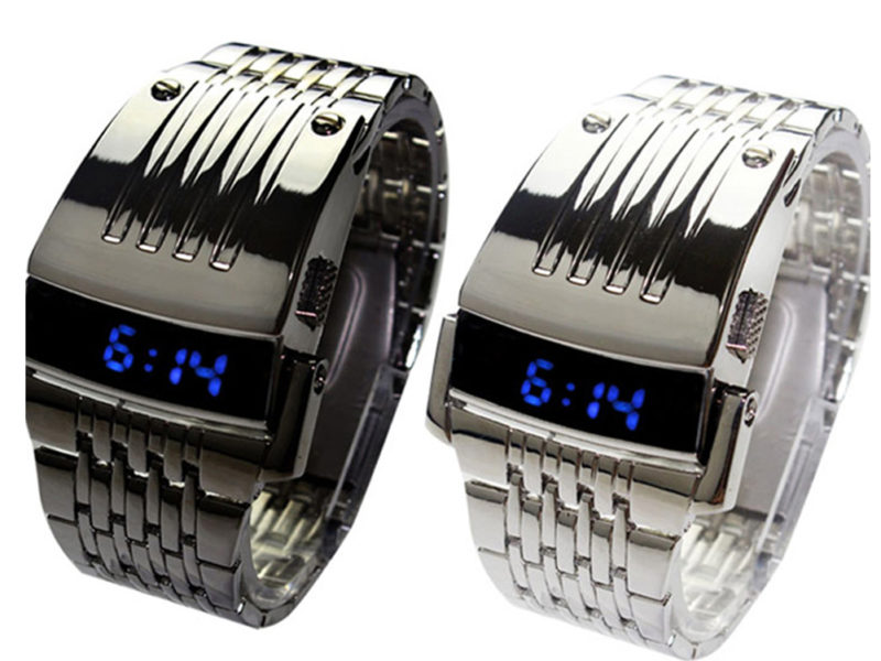 Binary Blue LED Affichage Hommes Montre …