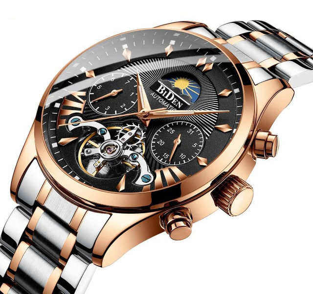 BIDEN BD8509 Montre Mécanique Automatique à Phase de Lune Multifonction pour …