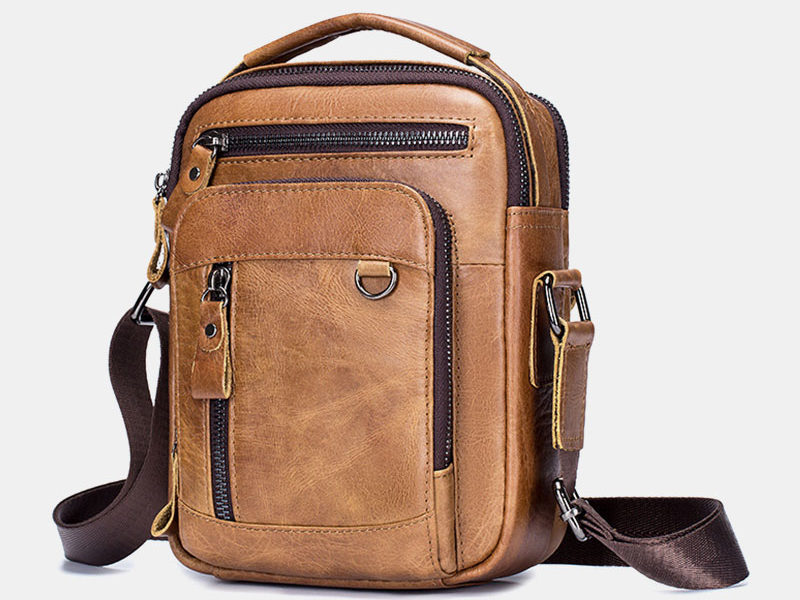 Hommes multi-poches en cuir véritable sacs …