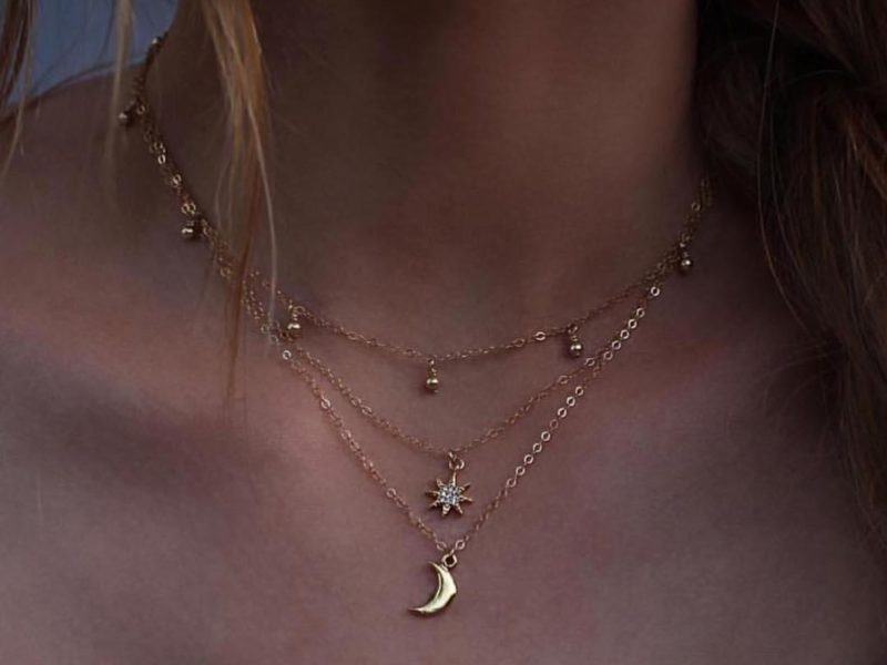 Collier pendentif multicouche lune pendentif soleil …