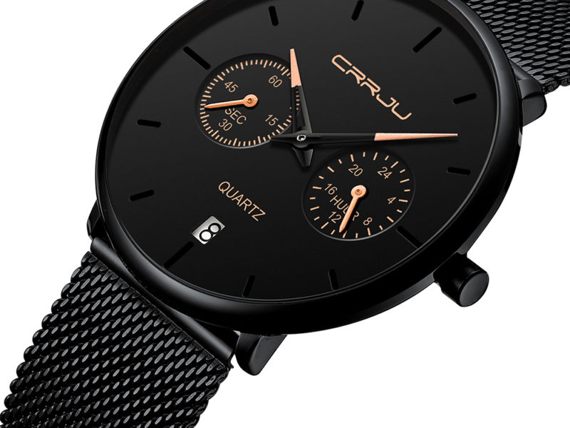 CRRJU 2162 Mode Business Style 24hours Calendrier Alliage Cas Hommes Cadran …