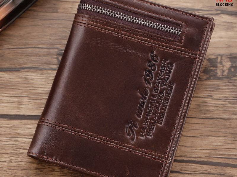 Hommes en cuir véritable RFID bloquant …