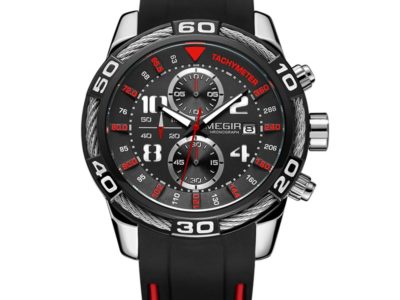 MEGIR 2045G Chronographe Date Affichage Quartz Montres Silicone Strap Hommes Montre-Bracelet