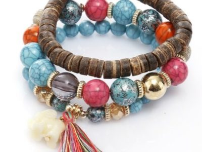 Bracelet glands multicolores en bois Bohême …