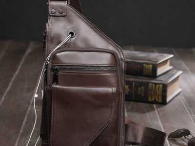 Hommes en cuir véritable rétro multifonction …