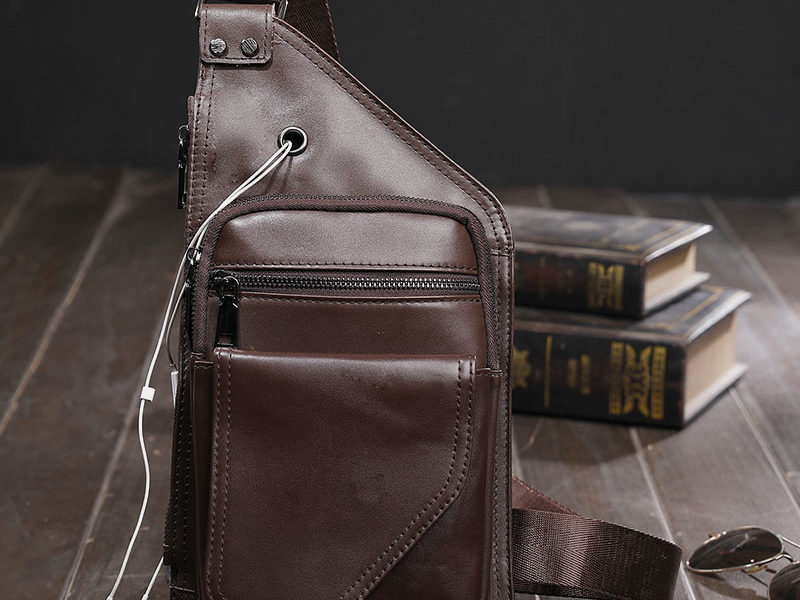 Hommes en cuir véritable rétro multifonction …