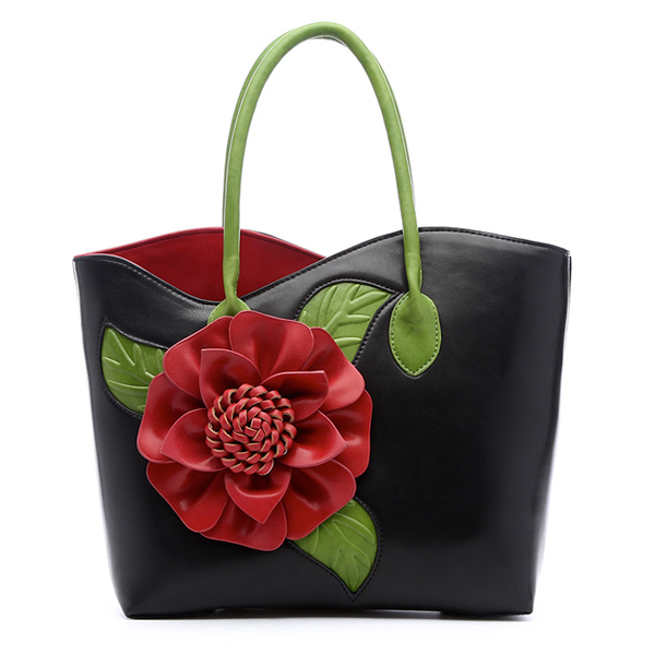 Femmes en cuir PU décoration fleur élégante sac à main sac …