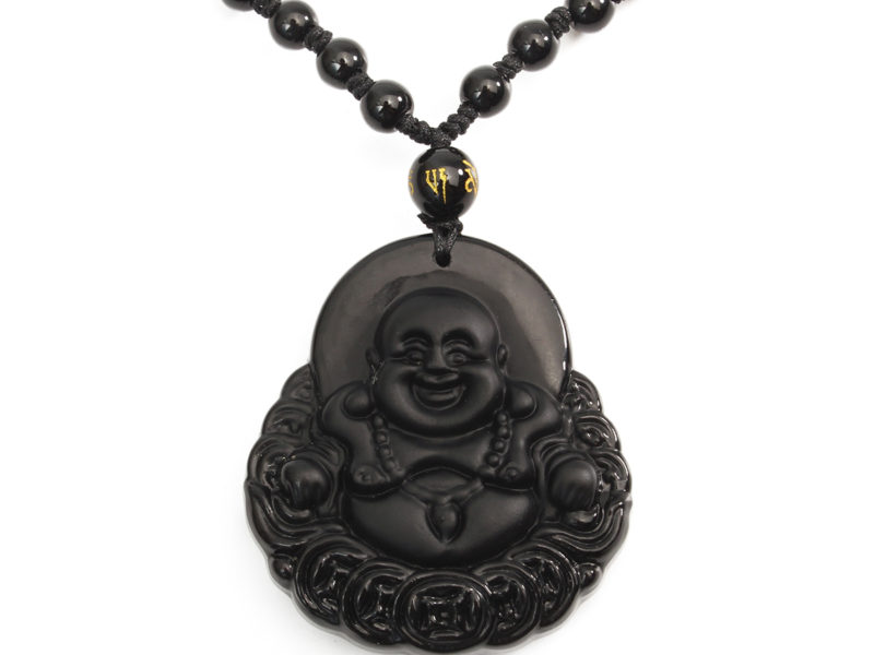 Pendentif bouddha obsidienne noire chanceux chanceux …