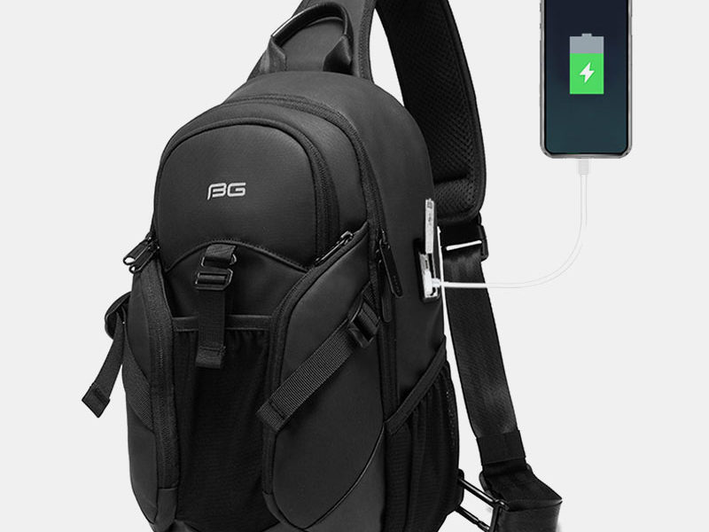 Hommes Oxford antivol USB charge multi-poches …