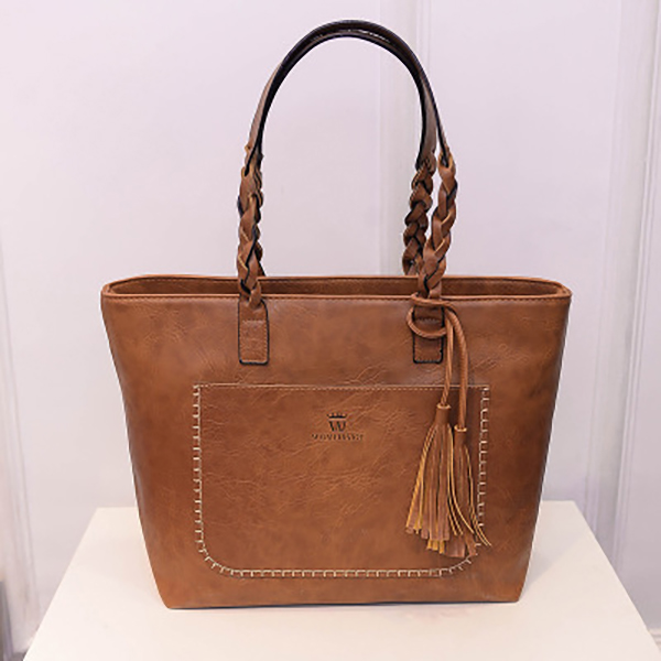 Sac fourre-tout en cuir simili cuir Tassel grande capacité Sac à …