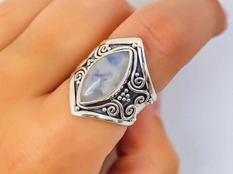 Ethnique Moonstone Bague Vintage Anneaux