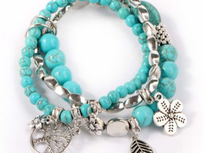 Ethnique Bleu Turquoise Perlé Bracelet Creux …