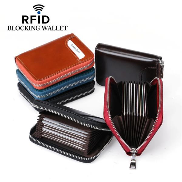 RFID Hommes et femmes en cuir véritable 12 Card Slot Wallet …