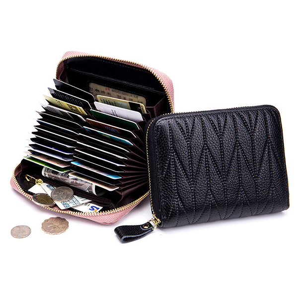 Femmes RFID Cuir véritable Multi-Slots Fermeture éclair Purses Card …